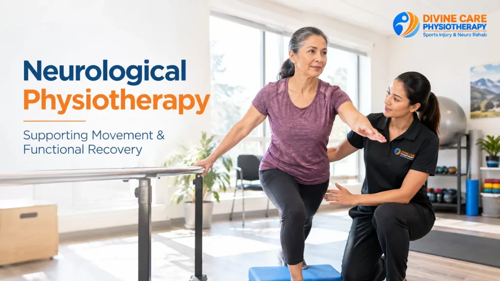 Neurological physiotherapy in Langley – physiotherapist helping patient practise walking