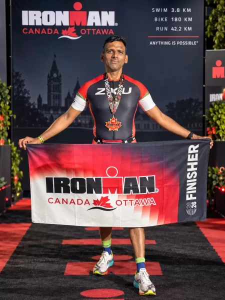 Rama Nanthial Alagesava Raja completing IRONMAN Canada Ottawa in 2026