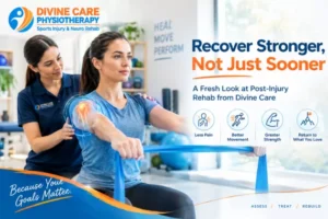 Post-surgical physiotherapy in Langley – physiotherapist guiding patient through knee rehabilitation exercise