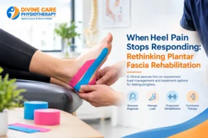 Physiotherapist assessing a patient’s heel for plantar fasciitis treatment in Langley